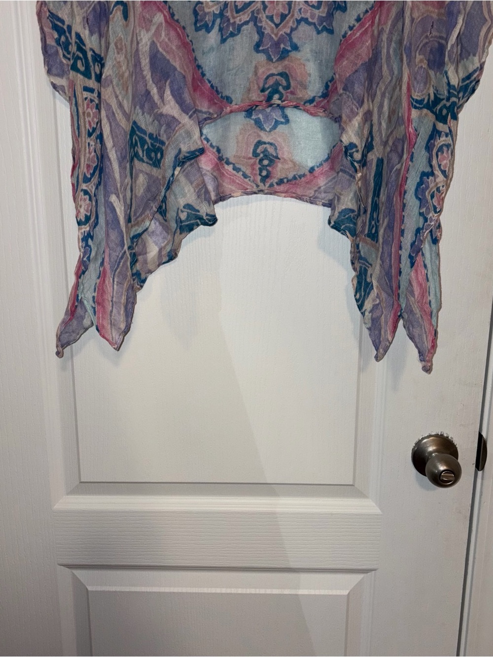 Chico's Sheer Paisley Tunic in Teal and Pink Linen Size L/XL - Picture 2 of 7